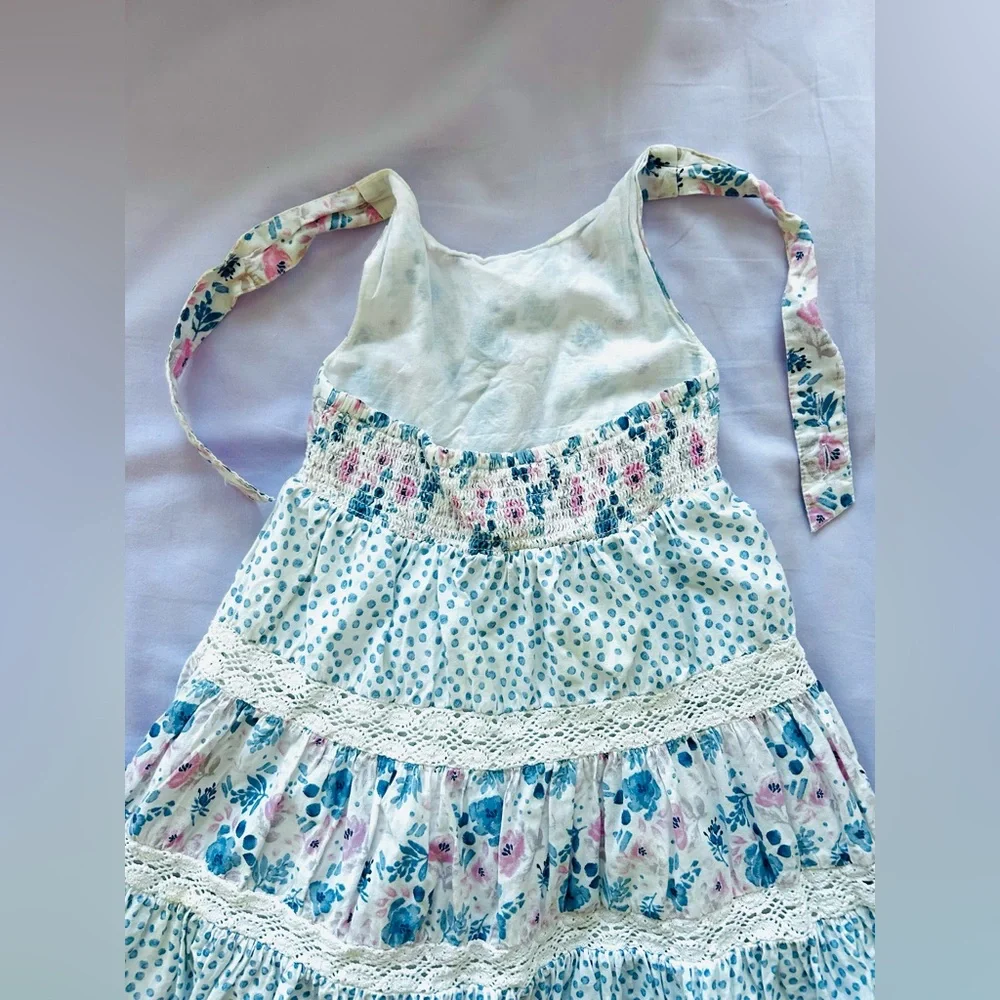 Tommy Bahama Girls Floral Crochet Tiered Lace Halter Cross Back Sundress 4T - Picture 7 of 9